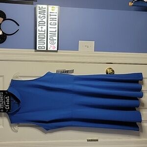 Sharagano Skater Dress Sleeveless Mock Neck 16 Cobalt Blue New
